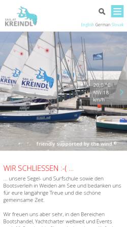 Vorschau der mobilen Webseite www.sail.at, Kreindl Surf- und Segelschule