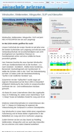 Vorschau der mobilen Webseite surfschulenlangeoog.de, Surfschule Petersen
