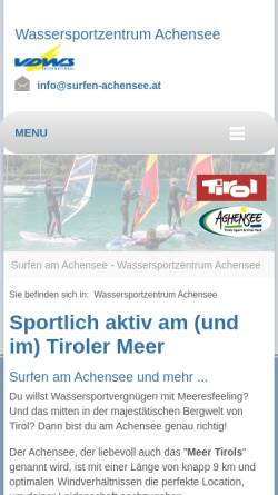 Vorschau der mobilen Webseite www.surfen-achensee.at, Wassersportzentrum Achensee