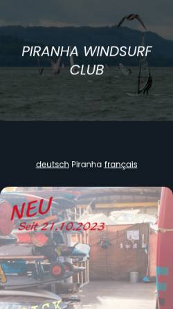 Vorschau der mobilen Webseite piranha-surf.ch, Piranha Windsurfing Club Biel/Bienne
