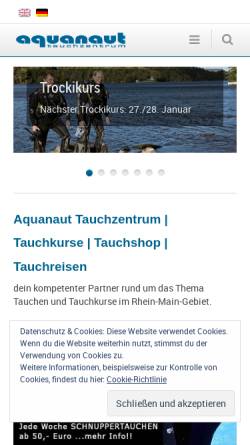 Vorschau der mobilen Webseite www.aquanaut.de, Aquanaut Tauchzentrum