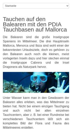 Vorschau der mobilen Webseite www.pdia-divingcenter.de, Professional Diving Instructors Association