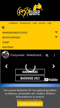 Vorschau der mobilen Webseite www.crazywake.de, Crazywake.com, Susanne Seeh