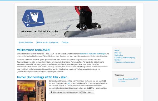 Vorschau von www.asck.de, Akademischer Skiclub Karlsruhe