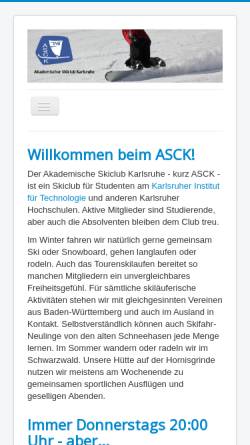 Vorschau der mobilen Webseite www.asck.de, Akademischer Skiclub Karlsruhe