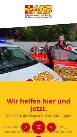 Vorschau der mobilen Webseite www.asb-owl.de, Arbeiter Samariter Bund (ASB), Regionalverband Ostwestfalen-Lippe e.V.