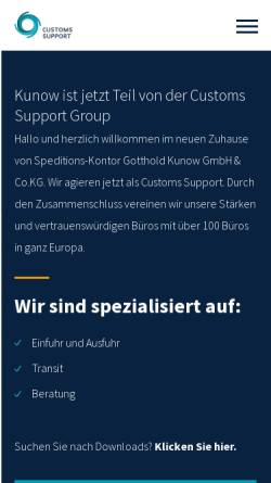 Vorschau der mobilen Webseite www.speditionkunow.de, Speditionskontor G. Kunow GmbH & Co. KG