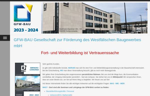 Vorschau von www.gfw-bau.de, GFW-BAU Gesellschaft zur Förderung des Westfälischen Baugewerbes mbH