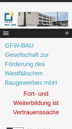 Vorschau der mobilen Webseite www.gfw-bau.de, GFW-BAU Gesellschaft zur Förderung des Westfälischen Baugewerbes mbH