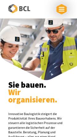 Vorschau der mobilen Webseite bcl-baulogistik.com, Building Construction Logistics GmbH