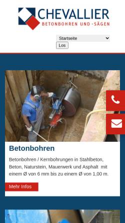 Vorschau der mobilen Webseite www.chevallier-betonbohren.de, Chevallier Betonbohren und -sägen - Inh. Pascal Chevallier