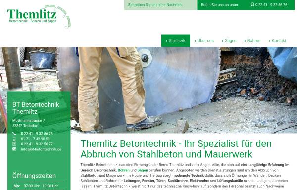 Vorschau von www.bt-betontechnik.de, BT Betontechnik - Inh. Bernd Themlitz