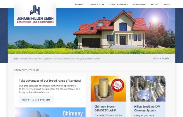 Vorschau von www.hillen-systeme.de, Johann Hillen GmbH - Schornstein- und Solarsysteme