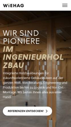 Vorschau der mobilen Webseite www.wiehag.com, WIEHAG Holding GmbH