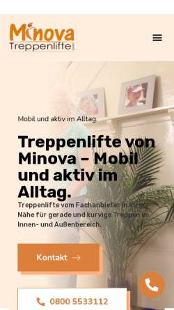 Vorschau der mobilen Webseite www.minova-treppenlifte.de, Minova Treppenlifte GmbH