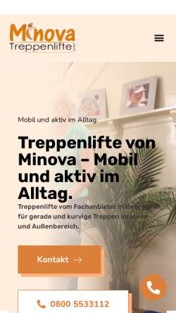 Vorschau der mobilen Webseite www.minova-treppenlifte.de, Minova Treppenlifte GmbH