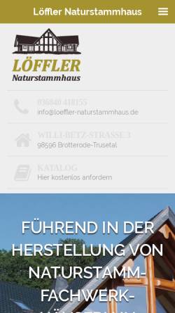 Vorschau der mobilen Webseite loeffler-naturstammhaus.de, Löffler-Naturstammhaus GmbH & Co. KG