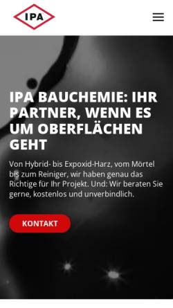 Vorschau der mobilen Webseite www.ipa.de, IPA Bauchemische Produkte GmbH