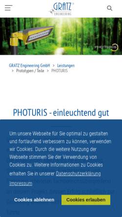 Vorschau der mobilen Webseite gratz-luminance.de, Gratz Luminance GmbH