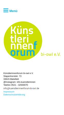 Vorschau der mobilen Webseite www.frauenkunstforum-owl.de, Frauenkunstforum-OWL e.V.