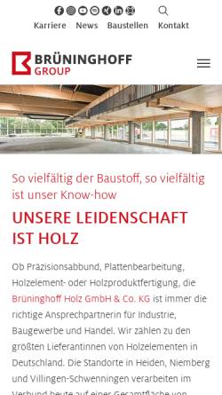 Vorschau der mobilen Webseite www.brueninghoff-holz.de, Brüninghoff Holz GmbH & Co. KG