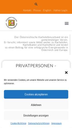 Vorschau der mobilen Webseite www.kachelofenverband.at, Österreichischer Kachelofen Verband