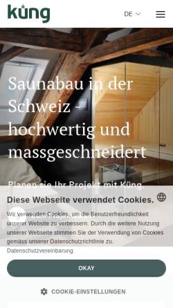 Vorschau der mobilen Webseite www.kuengsauna.ch, KÜNG AG Saunabau