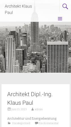 Vorschau der mobilen Webseite www.architekturbuero-klaus-paul.de, Paul Klaus, Freier Architekt