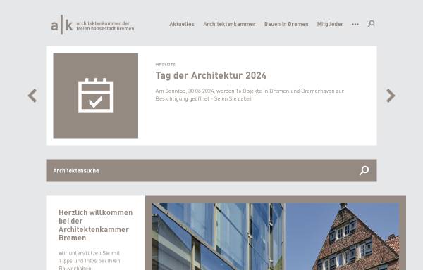Vorschau von www.akhb.de, Architektenkammer der Freien Hansestadt Bremen