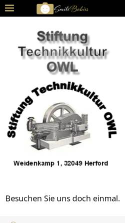 Vorschau der mobilen Webseite www.stiftung-technikkultur-owl.de, Stiftung Technikkultur OWL