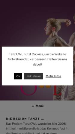 Vorschau der mobilen Webseite www.tanz-owl.de, Tanz OWL - Die Region Ostwestfalen-LIppe lässt bitten