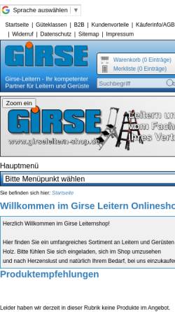 Vorschau der mobilen Webseite www.girseleitern-shop.de, Girse Leitern