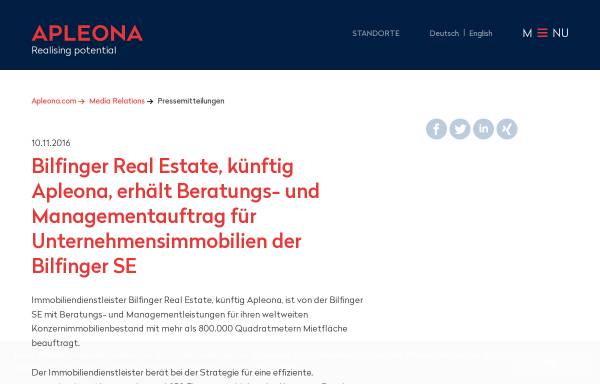 Vorschau von www.apleona.com, Bilfinger Real Estate Germany