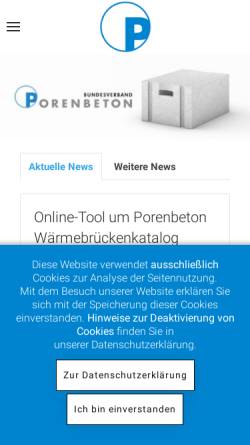 Vorschau der mobilen Webseite www.bv-porenbeton.de, Bundesverband der Gipsindustrie e.V.