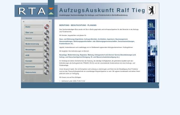 Vorschau von www.aufzugsauskunft.de, AufzugsAuskunft Berlin/Brandenburg - Ralf Tieg