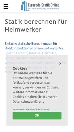 Vorschau der mobilen Webseite www.eurocode-statik-online.de, Eurocode 5 online berechnen