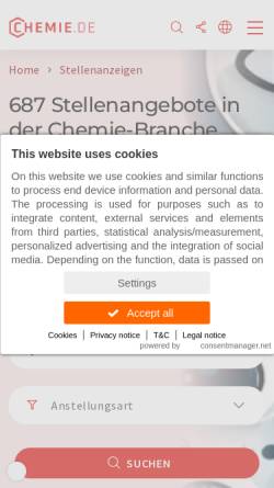 Vorschau der mobilen Webseite www.chemie.de, Chemie.de Information Service GmbH