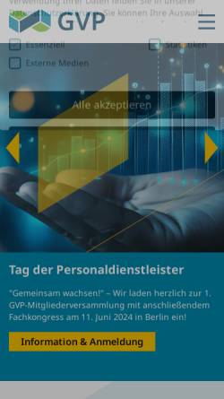 Vorschau der mobilen Webseite www.personaldienstleister.de, Bundesarbeitgeberverband der Personaldienstleister e.V. (BAP)
