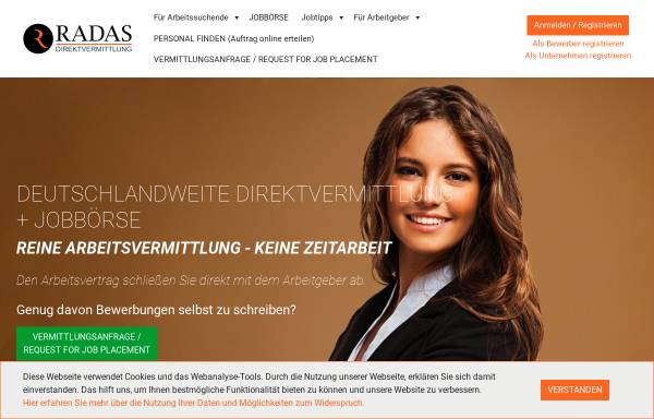 Vorschau von radas.de, RADAS Jobbörse & Personalvermittlung GmbH