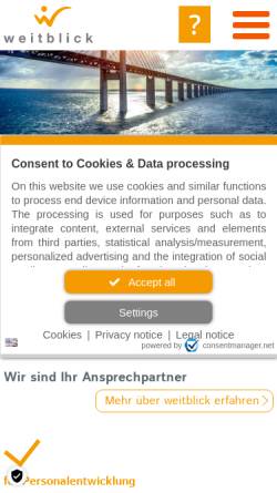 Vorschau der mobilen Webseite www.weitblick-personalpartner.de, Weitblick Personalpartner GmbH