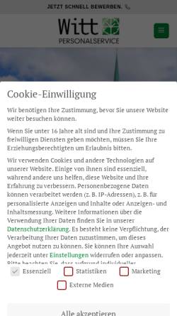 Vorschau der mobilen Webseite www.witt-personalservice.de, Witt Personalservice GmbH