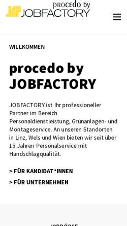 Vorschau der mobilen Webseite www.jobfactory.at, Jobfactory Personalservice GmbH