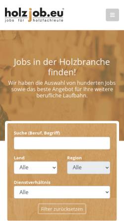 Vorschau der mobilen Webseite www.holzjob.eu, Baujob.info - Vötter Consulting. e.U.