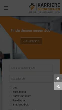 Vorschau der mobilen Webseite www.karriere-suedwestfalen.de, Karriere-suedwestfalen.de
