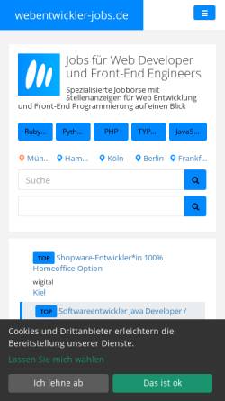 Vorschau der mobilen Webseite www.webentwickler-jobs.de, Webentwickler-jobs.de