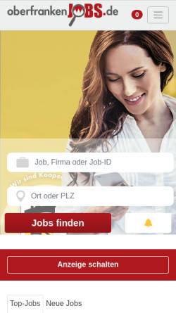 Vorschau der mobilen Webseite oberfrankenjobs.de, Oberfrankenjobs.de