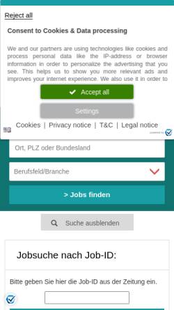 Vorschau der mobilen Webseite www.rheinmain-stellenangebote.de, Rheinmain-Stellenangebote.de