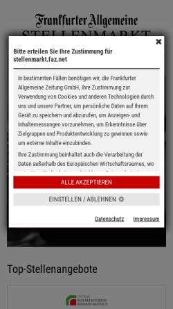 Vorschau der mobilen Webseite stellenmarkt.faz.net, Stellenmarkt der FAZ