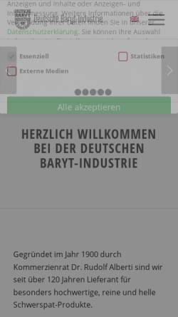 Vorschau der mobilen Webseite www.baryt.com, Deutsche Baryt Industrie - Dr. Rudolf Alberti GmbH & Co. KG