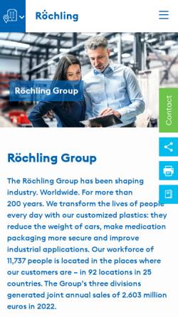 Vorschau der mobilen Webseite www.roechling.com, Röchling SE & Co. KG